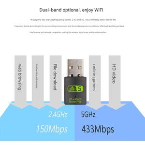 Hot-Bán Lái Xe Miễn Phí 600M Dual-Band Card Mạng Không Dây Tai Nghe 5.0 Hai-Trong Một Máy Tính USB Không Dây Wifi Receiver - Product Image 5