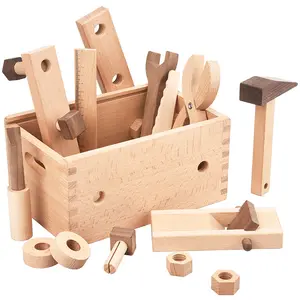 Children's wooden portable toolbox simulation little carpenter play house early education puzzle screw nut combination toy