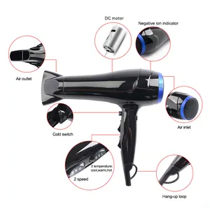 UL Hair Dryer For Travel&home Negative concentrator/diffuser/spin curl/rotation head Ionic Hair Blow Dryer 3 Heat Settings