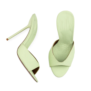 Mules à talons hauts tendance été 2026, effet croco, en PU, bout rond, couleurs vives, super mode, à prix abordable - Product Image 4