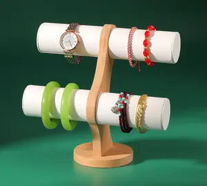 Espositore per gioielli in velluto verde a doppio strato bracciale per gioielli in legno espositore per orologi