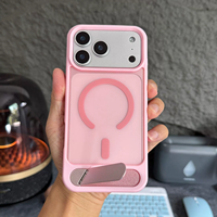 Étui de téléphone portable antichoc magnétique avec support pliable en métal pour iPhone 17 Pro Max 16 15 18, finition mate givrée PC TPU Fundas
