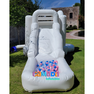 4 em 1 branco inflável Bounce House com Slide e Ball Pit Branco inflável Bounce Castel Jumping com Slide Combo - Product Image 4