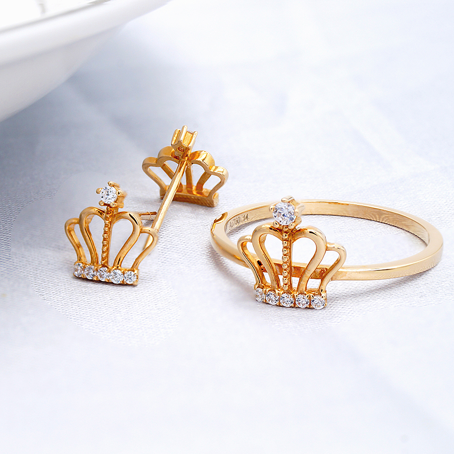 ZS0020R Queen Crown CZ Gold Ring - 18K Gold Jewelry Trendy