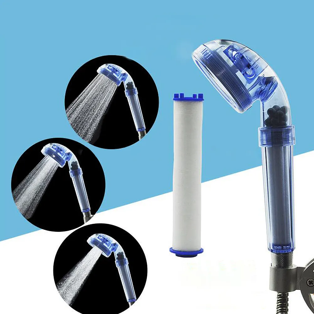 high pressure Water Saving 3 Function Negative Ion Spa Handheld shower filter head water filtration system with PP Filter