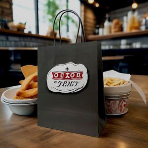 Meat Pie <b>Paper</b> Bag for Restaurant Custom Yellow <b>Paper</b> Bags to Go With Logo for Pizza Restaurant - Product Image 3