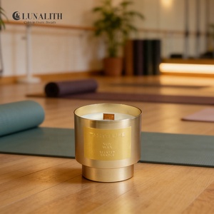 LunaLith Vente en gros de bougies parfumées en cire de soja avec mèche en bois, marque privée |   Bougie aromatique de luxe avec logo personnalisé pour la décoration de la maison - Product Image 2