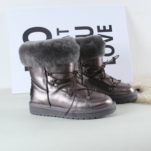 Bottes d'hiver chaudes et confortables <span class=keywords><strong>pour</strong></span> femmes, en cuir véritable, imperméables, antidérapantes, chaussures de neige, détails scintillants, doublure en fausse fourrure, respirantes - Product Image 1