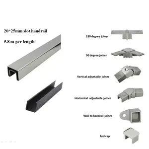 25*21mm Stainless Steel Glass Railing Handrail Top Rail Accessories