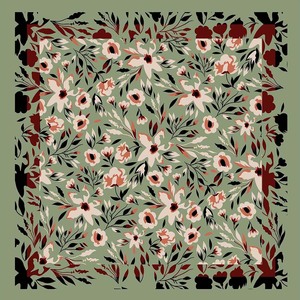 Vintage Floral Print Polyester <b>Scarf</b> 70*70cm <b>Square</b> Neck <b>Scarves</b> for Women Casual Office Party Wear - Product Image 2