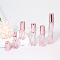 Flacon de parfum en verre de 10 ml, flacon de parfum rose translucide de luxe, flacon pulvérisateur vide pour recharges