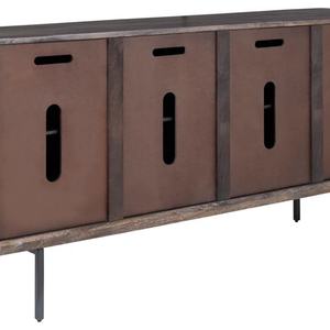 Meuble de rangement mural en bois massif Antique Home Madia, armoire latérale en bois avec porte - Product Image 3