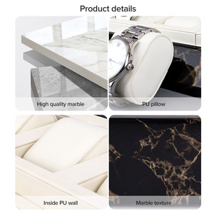 Sundo X-WDS-011 Nhà Máy Giá Sang Trọng Cao cấp PU Da Gối 12 Khe Cắm Thương Hiệu Lớn Khay Đồng Hồ Chủ Đá Cẩm Thạch Đồng Hồ Hiển Thị - Product Image 4