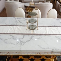 Foshan ensembles de tables à manger en marbre blanc table à manger bon marché et 6 chaises