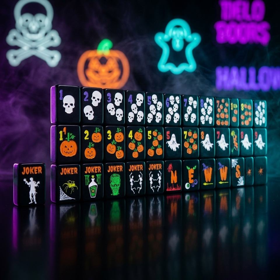 Halloween Deluxe Magical American-Style Mahjong Set, 160 Pieces, 2-Tier ...