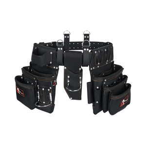 <span class=keywords><strong>Ceinture</strong></span> à outils en cuir PRO DL-101, cuir tanné à l'huile, de qualité supérieure, 25 poches, robuste, pour les artisans du bâtiment, les électriciens - Noir, taille XL - Product Image 1