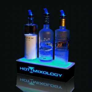 Support de présentation pour bouteilles en acrylique Hot Mixology avec éclairage LED, étagère à plusieurs niveaux moderne pour bouteilles de vodka - Product Image 1