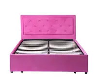 रानी आकार बटन गुच्छेदार मंच बिस्तर फ्रेम/कपड़े असबाबवाला बिस्तर फ्रेम के साथ समायोज्य चारपाई की अगली पीठ/लकड़ी हवा का झोंका