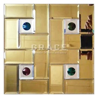 Foshan argent Vintage mur décoratif miroir carreaux de verre brun brun or Antique bord biseauté verre peler et coller carrelage de mosaïque