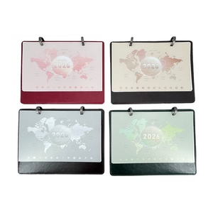 High Quality Stainless Steel Desk Calendar Agenda Planner Custom LOGO Mini Size PU Leather Business Gift Promotion