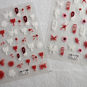 Autocollants de conception d'ongles professionnels de haute qualité 5D <span class=keywords><strong>Halloween</strong></span> motifs sombres autocollants de fleur d'art d'ongle <span class=keywords><strong>pour</strong></span> la <span class=keywords><strong>manucure</strong></span> - Product Image 3