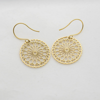 Dernier design Boucle d'oreille tendance, breloques rondes, motif floral, boucles d'oreilles pendantes, bijouterie d'usine