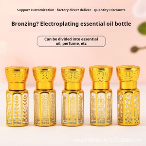 Flacon d'Attar Octogonal Fantaisie 6 <span class=keywords><strong>ml</strong></span>, Nouveau <span class=keywords><strong>Design</strong></span>, avec Gravure Électroplaquée de Luxe et Motif Estampé à Chaud pour Huile de Parfum - Product Image 3
