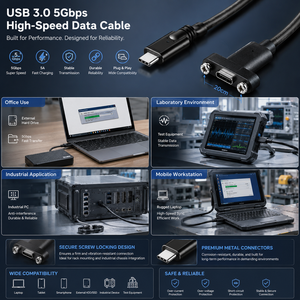 Cable de Extensión USB C 3.1 LUNG KAY con Montaje en Panel de Tornillos, 20Gbps, 100W PD, Carga Rápida, Cable de Bloqueo USB-C Macho a Hembra - Product Image 3