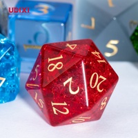 Udixi Polyhedral D&D – Ensemble de dés en verre aléatoire avec logo personnalisé, thème pierres précieuses, pour jeux de rôle
