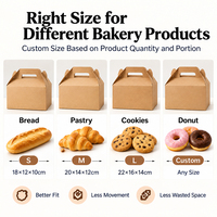 Boîte à poignée en kraft personnalisée pour boulangerie, pâtisserie, biscuits, beignets, emballage alimentaire à emporter