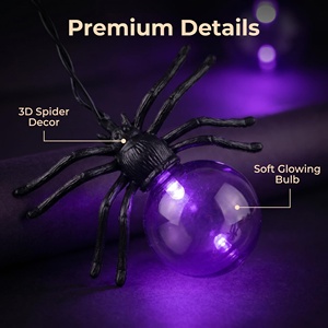 Luci a Stringa LED <span class=keywords><strong>DOTO</strong></span> Spider Bulb, Classificate IP44, Catene Luminose BO per Decorazioni di Halloween - Product Image 1