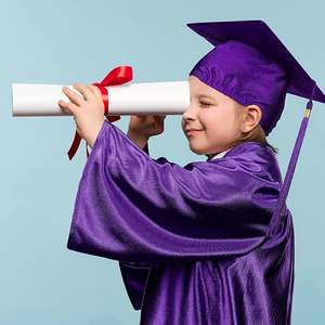 Gorro de Graduación de Poliéster OEM para Jardín de Niños, Varios Colores, Conjunto de Túnica de Graduación para Ceremonia Infantil - Product Image 6