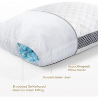 Oreillers en mousse à mémoire de forme en gel Queen Size Lot de 2 oreillers en mousse à mémoire de forme déchiquetée réglables, oreiller rafraîchissant avec housse