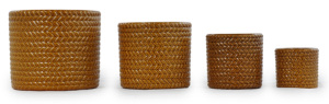 Maceta de Cerámica Estilo Americano, Color Marrón Glaseado, Textura Tejida, Decorativa para Interiores/Exteriores, Jardín y Patio - Product Image 6