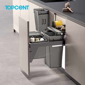 Topcent <strong>Pull</strong> Out Trash Can Under Cabinet With Soft-Close Slides <strong>Door</strong> Mounting Under Sink Garbage Can Slide Out Kit for Kitchen - Product Image 3