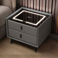 Mesa de Noche Inteligente LED para Hotel, Mesa Auxiliar Moderna Industrial, Mesa de Noche Inteligente