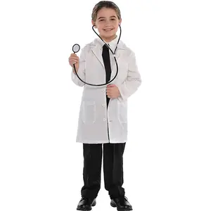 儿童实验室外套Cosplay长袖实验室外套制服服装儿童实验室外套白色
