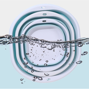 Lavabo Plegable Rectangular de Silicona Gruesa, Portátil, para Viajes, Dormitorios, en Gris, Rosa y Azul - Product Image 2