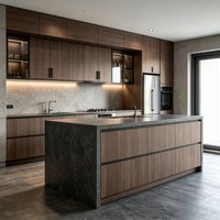 Îlot de cuisine en bois et marbre préfabriqué CBMmart avec rangement