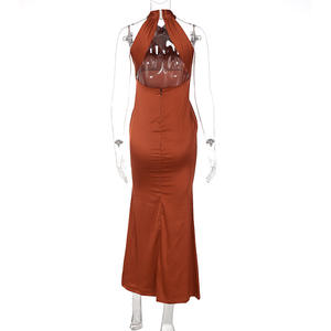 Neue Ins Mode Frauen einfarbig rücken frei ärmellose Maxi Prom Kleid Frauen Party Club Abendkleider - Product Image 6