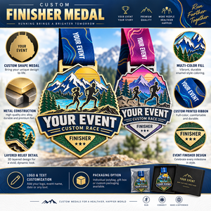 Custom Finisher Medal Running Race Marathon Award Medal Personalized Event Sports Medal With Custom Ribbon Logo OEM ODM medal ma - Product Image 4