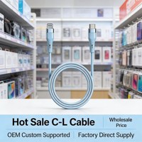 Kabel Pengisian Cepat PD 27W dengan Pelindung Foil Silikon, Transfer Data Arus Maksimal 3A untuk iPhone Seri 14 13 12 11 X 8