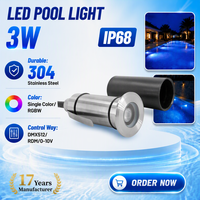 Lampe LED sous-marine miniature RGBW dimmable en acier inoxydable étanche IP68 12V 1W 3W pour piscine