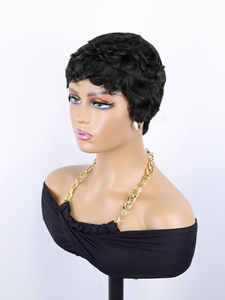 Perruques courtes de style pixie pour femmes noires, 100% cheveux humains, perruque <span class=keywords><strong>afro</strong></span> pixie, perruque courte bouclée à plusieurs couches, couleur naturelle, sans colle - Product Image 2