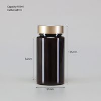 Bouteille de pilules en plastique PET brun de 150 ml personnalisée en usine, étiquettes personnalisées, flacons de médicaments avec bouchons