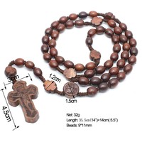 Chapelet en bois de palissandre avec pendentif croix, antibactérien et isolant, style classique, cadeau religieux chrétien