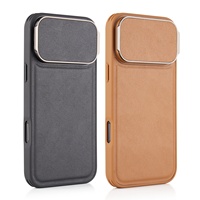 Étui de téléphone de luxe en cuir PU à rabat avec protection d'objectif, support et protection intégrale anti-chute