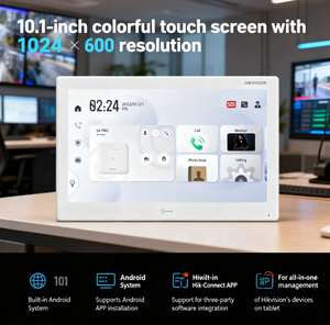 Hikvision DS-KH9510-WTE1(B) Estación Interior Todo <span class=keywords><strong>en</strong></span> Uno con Pantalla Táctil de 10.1 Pulgadas, Videoportero Android, Hik-Connect, Alimentación PoE, ABS - Product Image 3