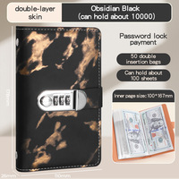 Organiseur de budget A6 à couverture rigide, portefeuille extensible, 50 feuilles de pages transparentes en PP, album en similicuir avec fermeture à cadenas, dossier UV