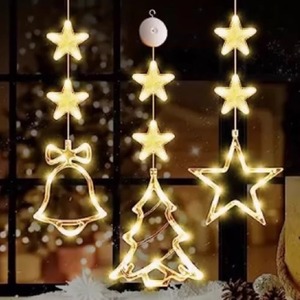 Lumière de <span class=keywords><strong>Noël</strong></span> à Ventouse Bonhomme de Neige Pentagramme Cloche Flocons pour <span class=keywords><strong>Décoration</strong></span> d'Ambiance Intérieure Extérieure <span class=keywords><strong>Fenêtre</strong></span> Jardin Restaurant - Product Image 2